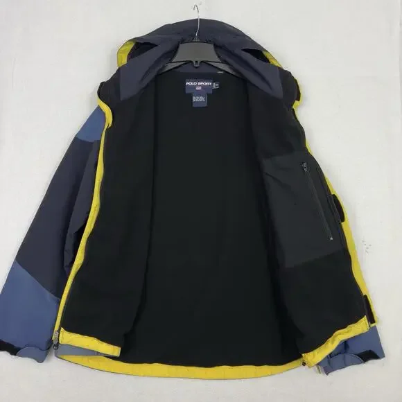 Polo Sport Ralph Lauren Mens XXL Colorblock Ski Jacket Blue Yellow Vintage 90s